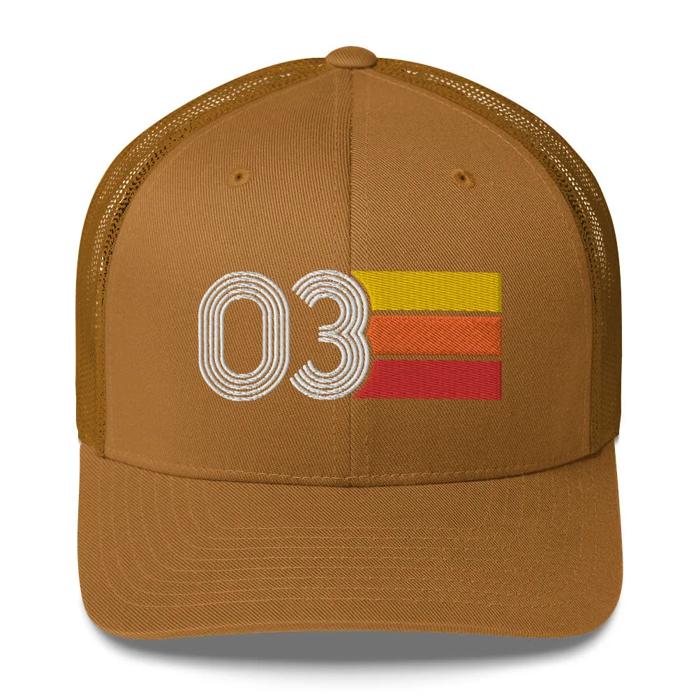 03 Number 2003 Birthday Retro Trucker Hat