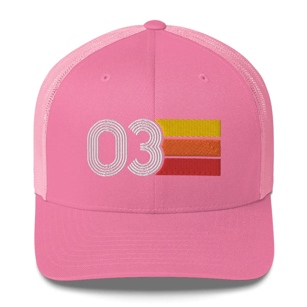 03 Number 2003 Birthday Retro Trucker Hat
