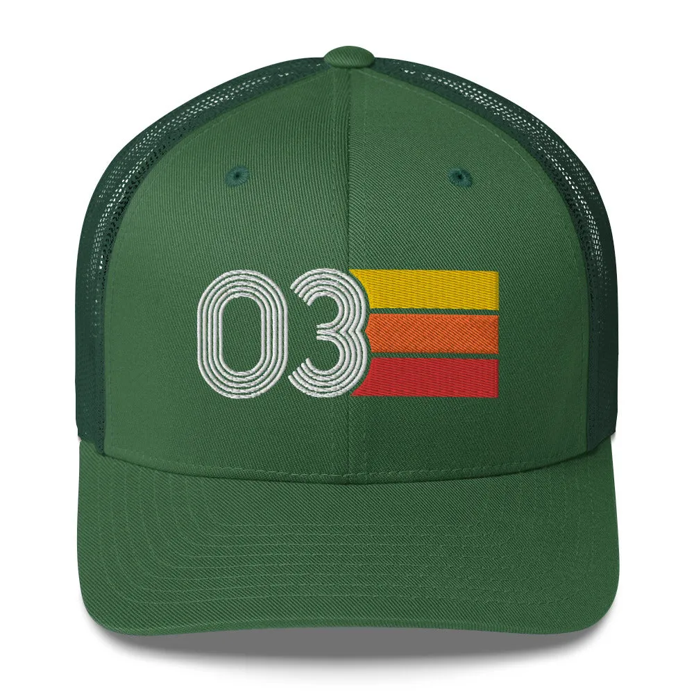 03 Number 2003 Birthday Retro Trucker Hat