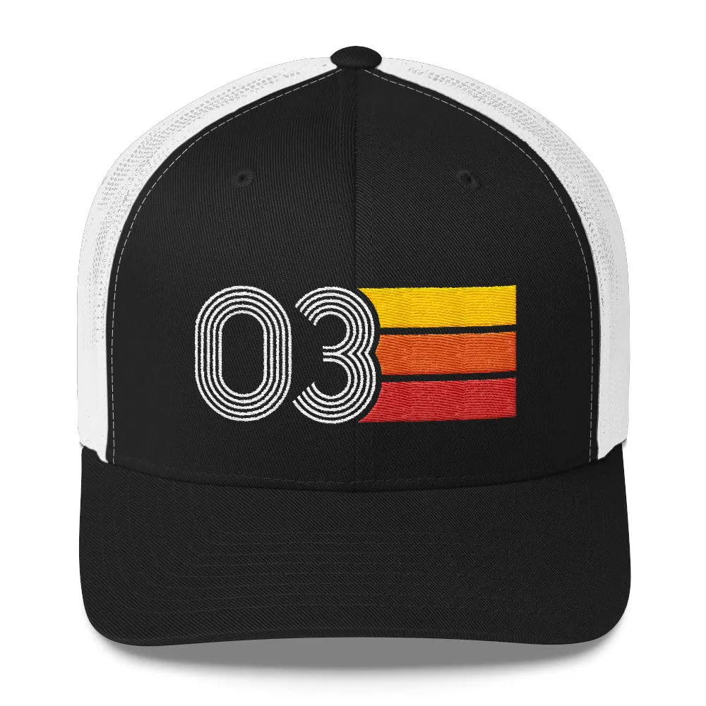03 Number 2003 Birthday Retro Trucker Hat