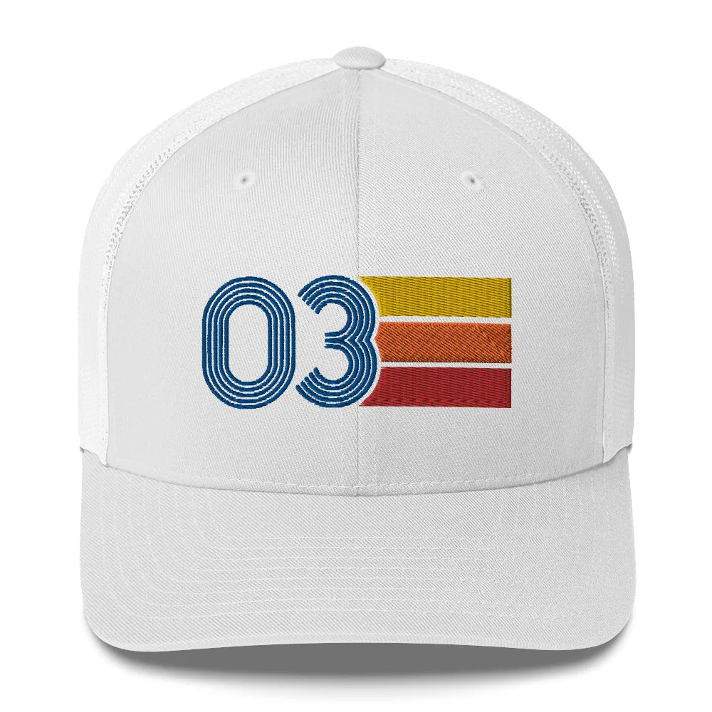 03 Number 2003 Birthday Retro Trucker Hat