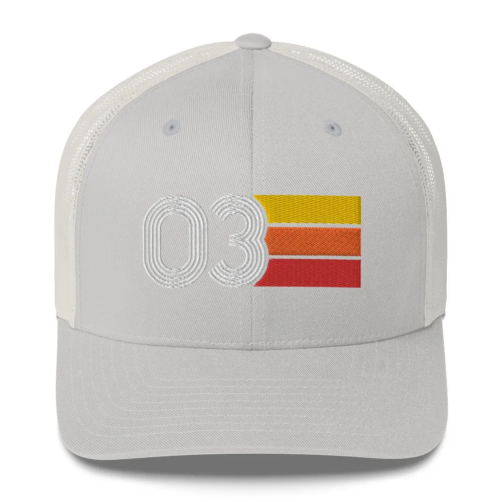 03 Number 2003 Birthday Retro Trucker Hat