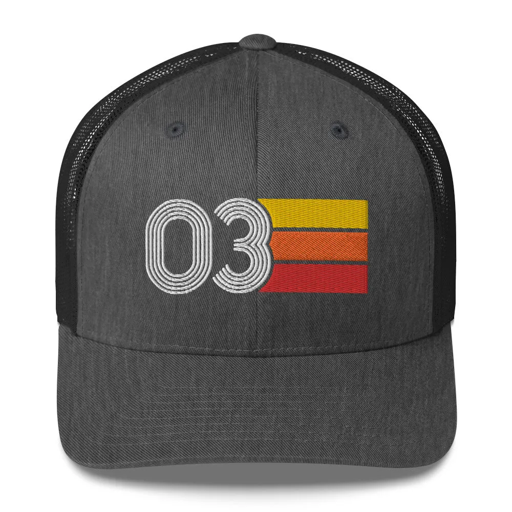 03 Number 2003 Birthday Retro Trucker Hat