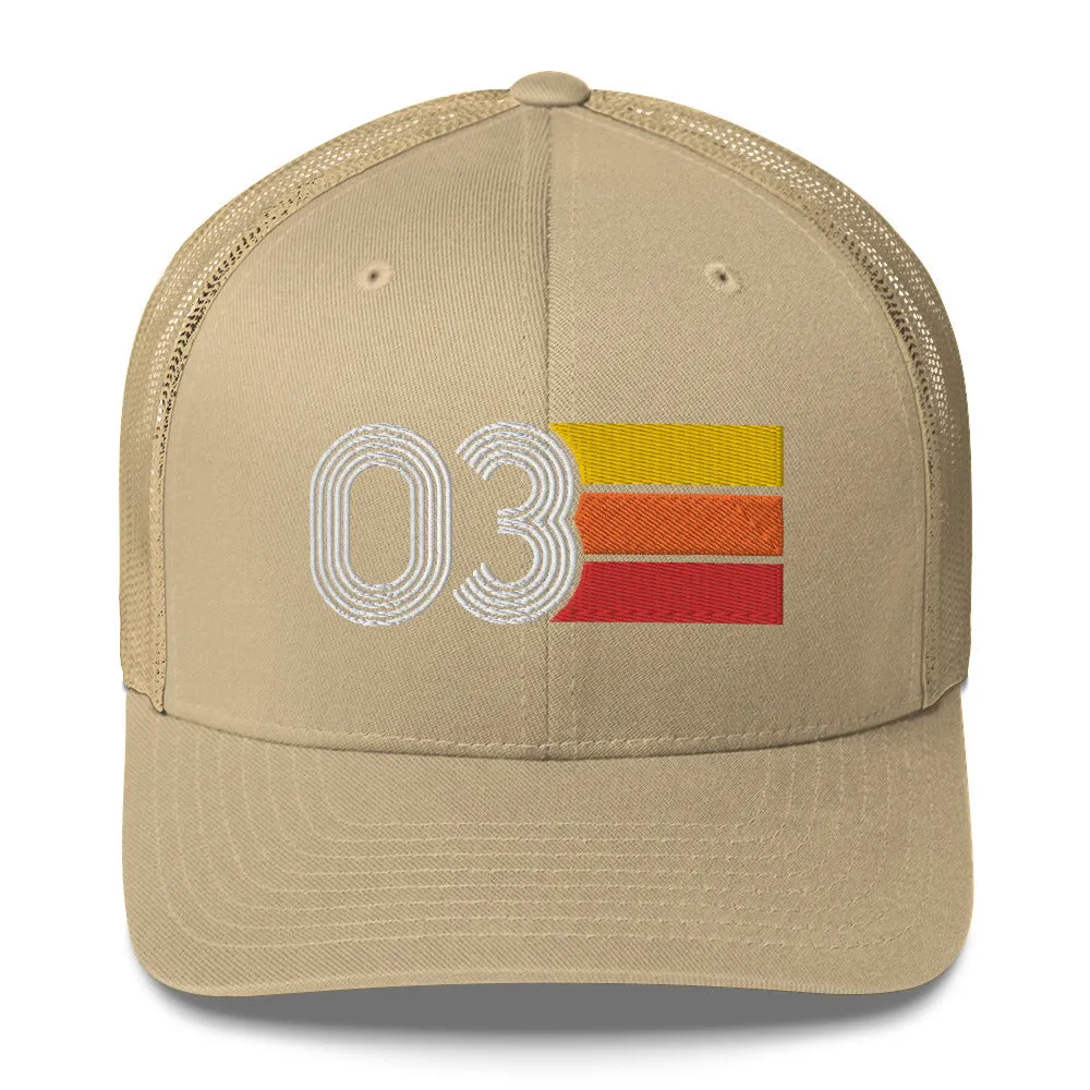 03 Number 2003 Birthday Retro Trucker Hat