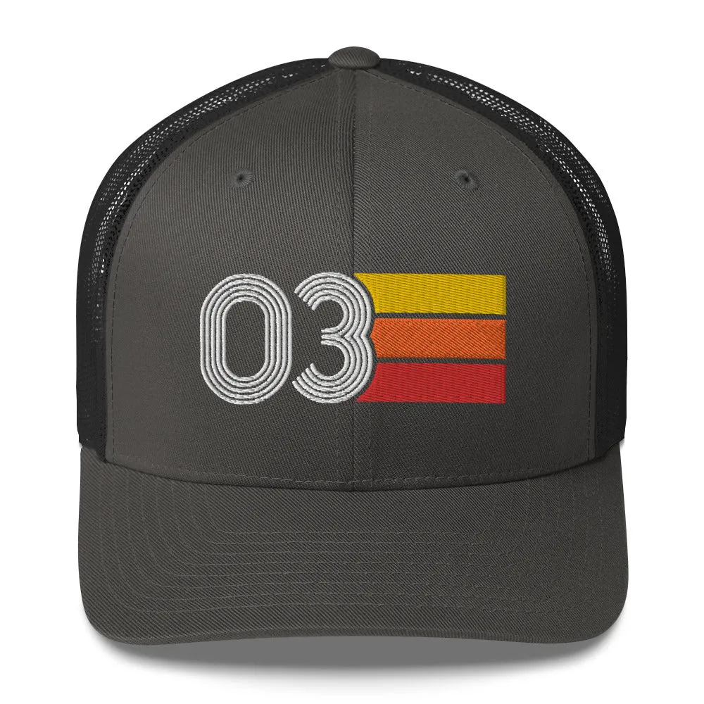 03 Number 2003 Birthday Retro Trucker Hat