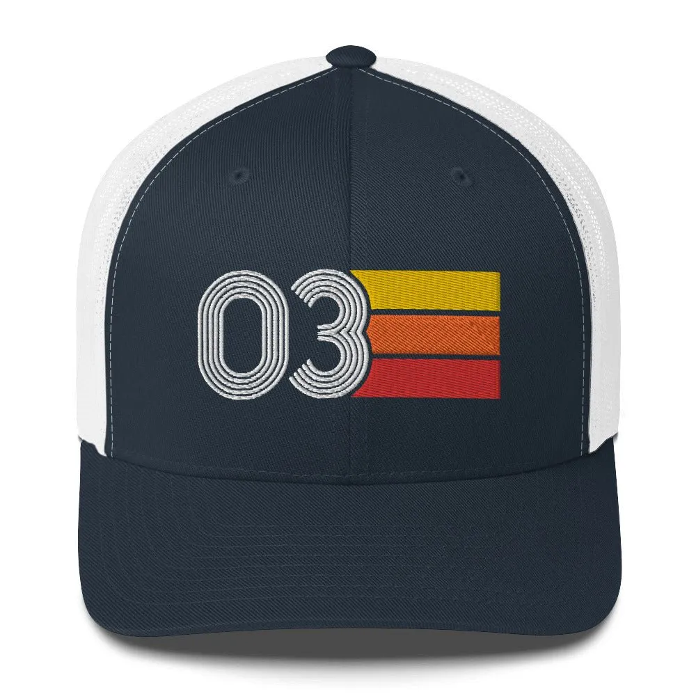 03 Number 2003 Birthday Retro Trucker Hat
