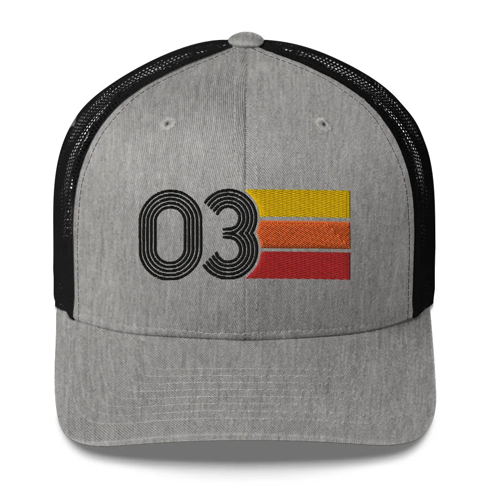 03 Number 2003 Birthday Retro Trucker Hat