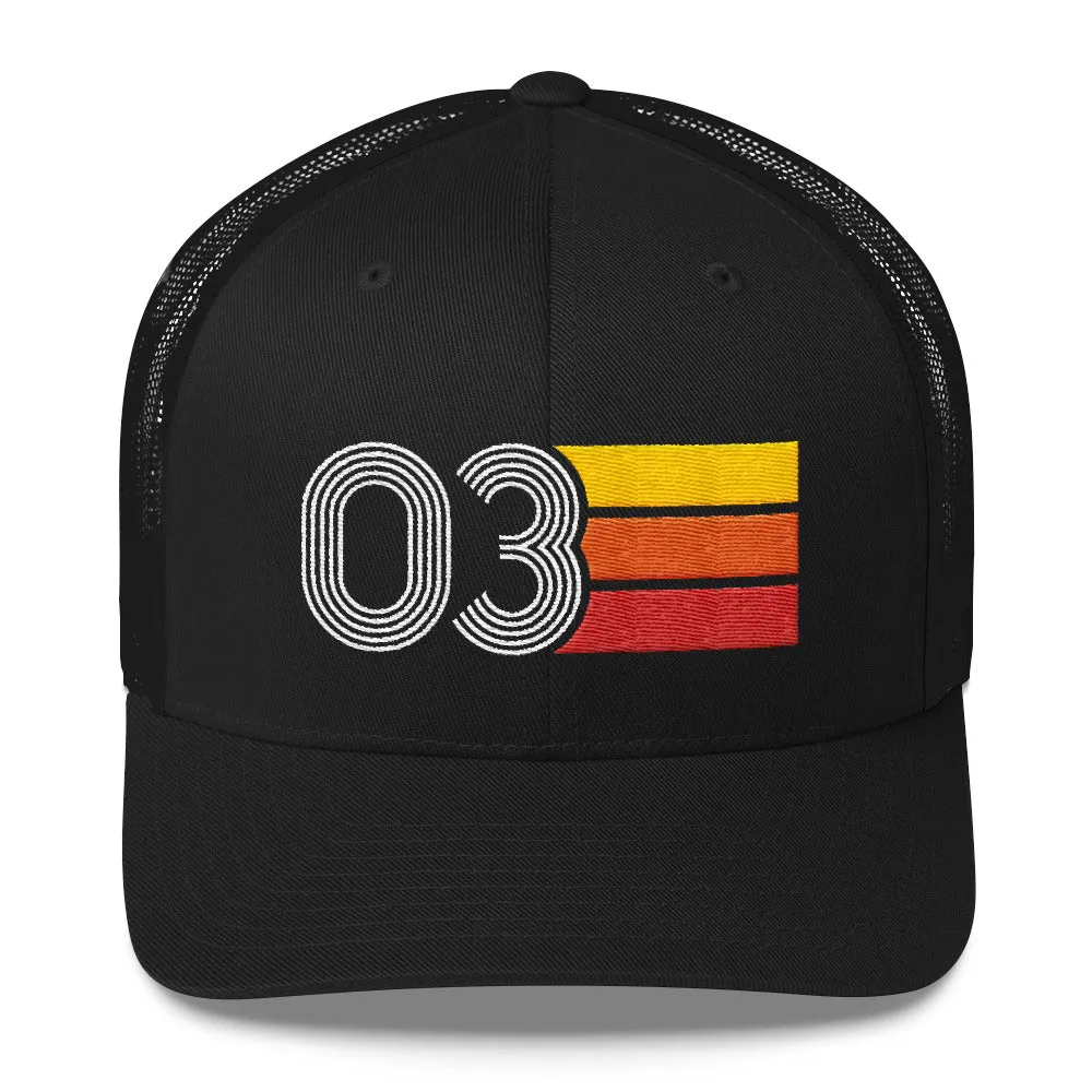 03 Number 2003 Birthday Retro Trucker Hat