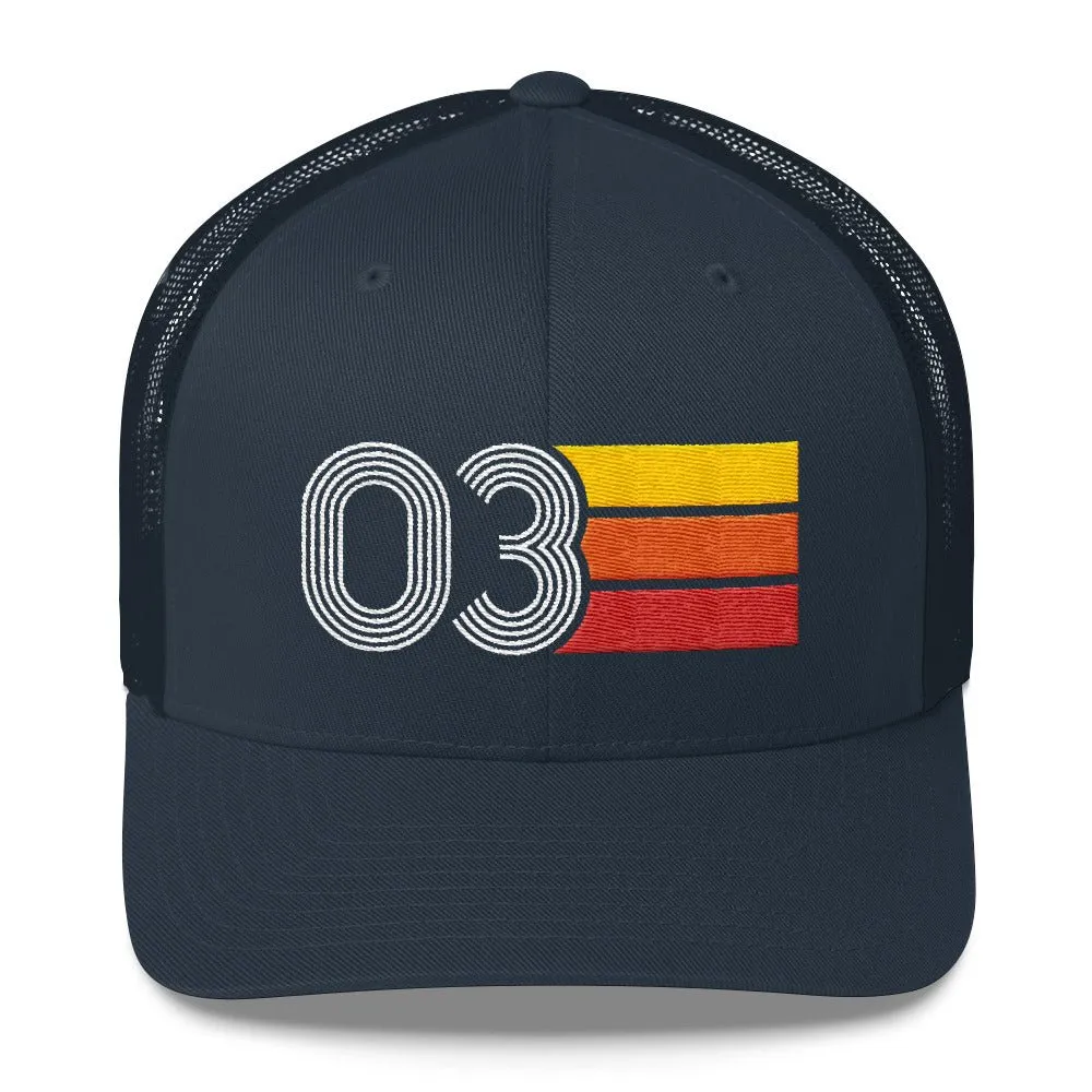 03 Number 2003 Birthday Retro Trucker Hat
