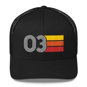 03 Number 2003 Birthday Retro Trucker Hat