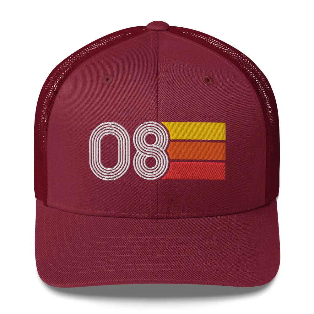 08 Number 2008 Birthday Retro Trucker Hat