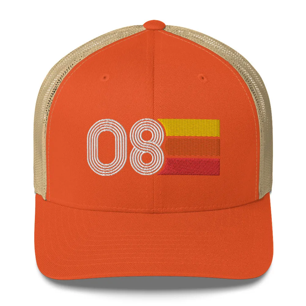 08 Number 2008 Birthday Retro Trucker Hat