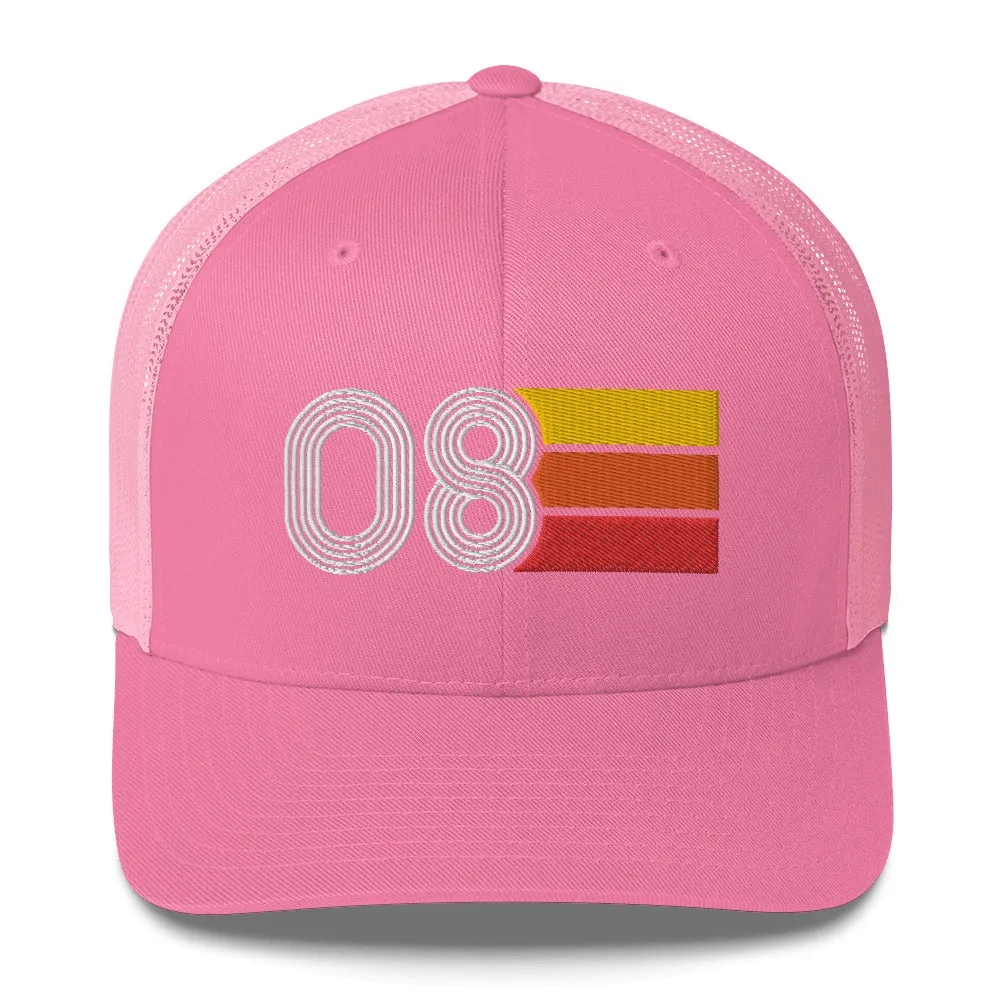 08 Number 2008 Birthday Retro Trucker Hat