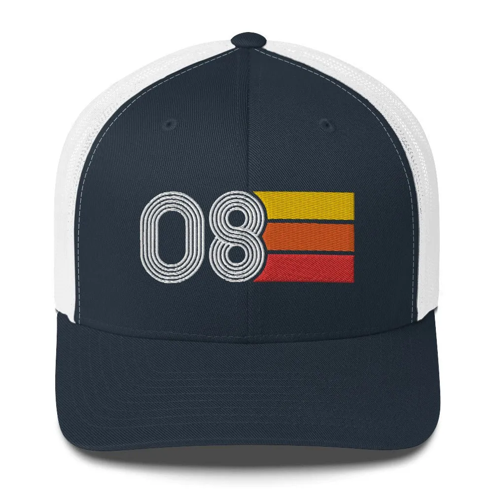 08 Number 2008 Birthday Retro Trucker Hat