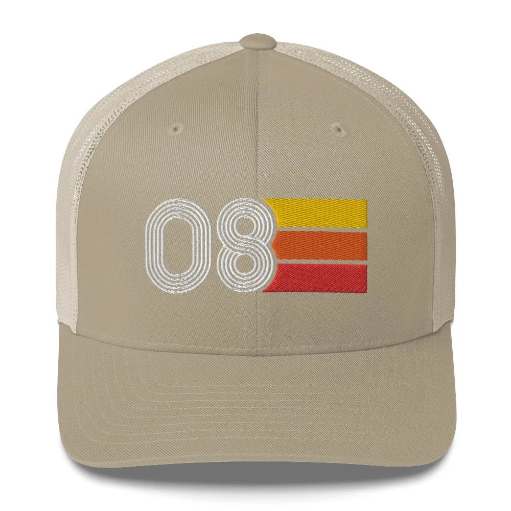 08 Number 2008 Birthday Retro Trucker Hat