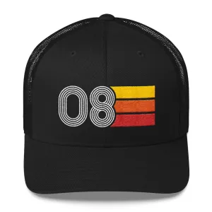 08 Number 2008 Birthday Retro Trucker Hat