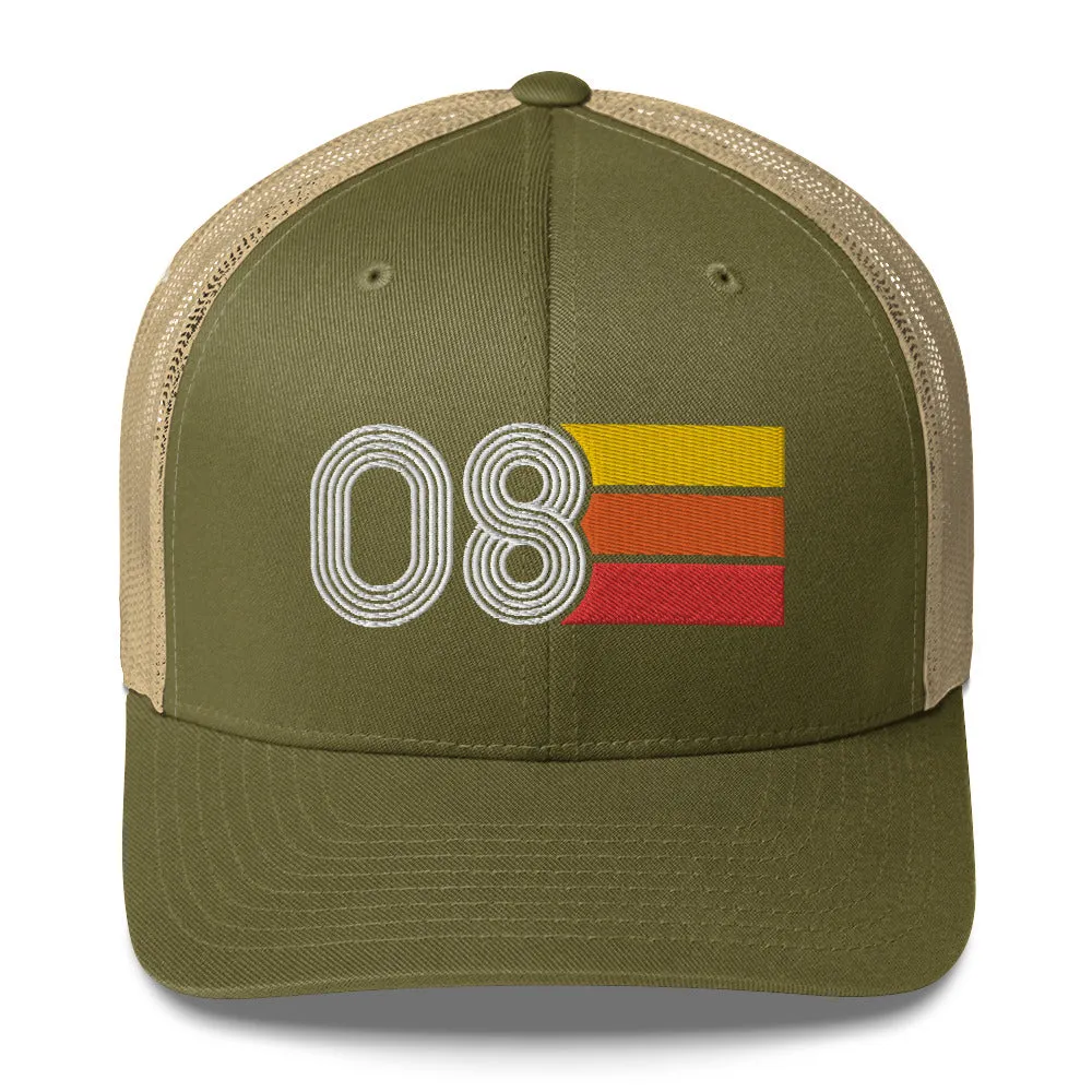 08 Number 2008 Birthday Retro Trucker Hat