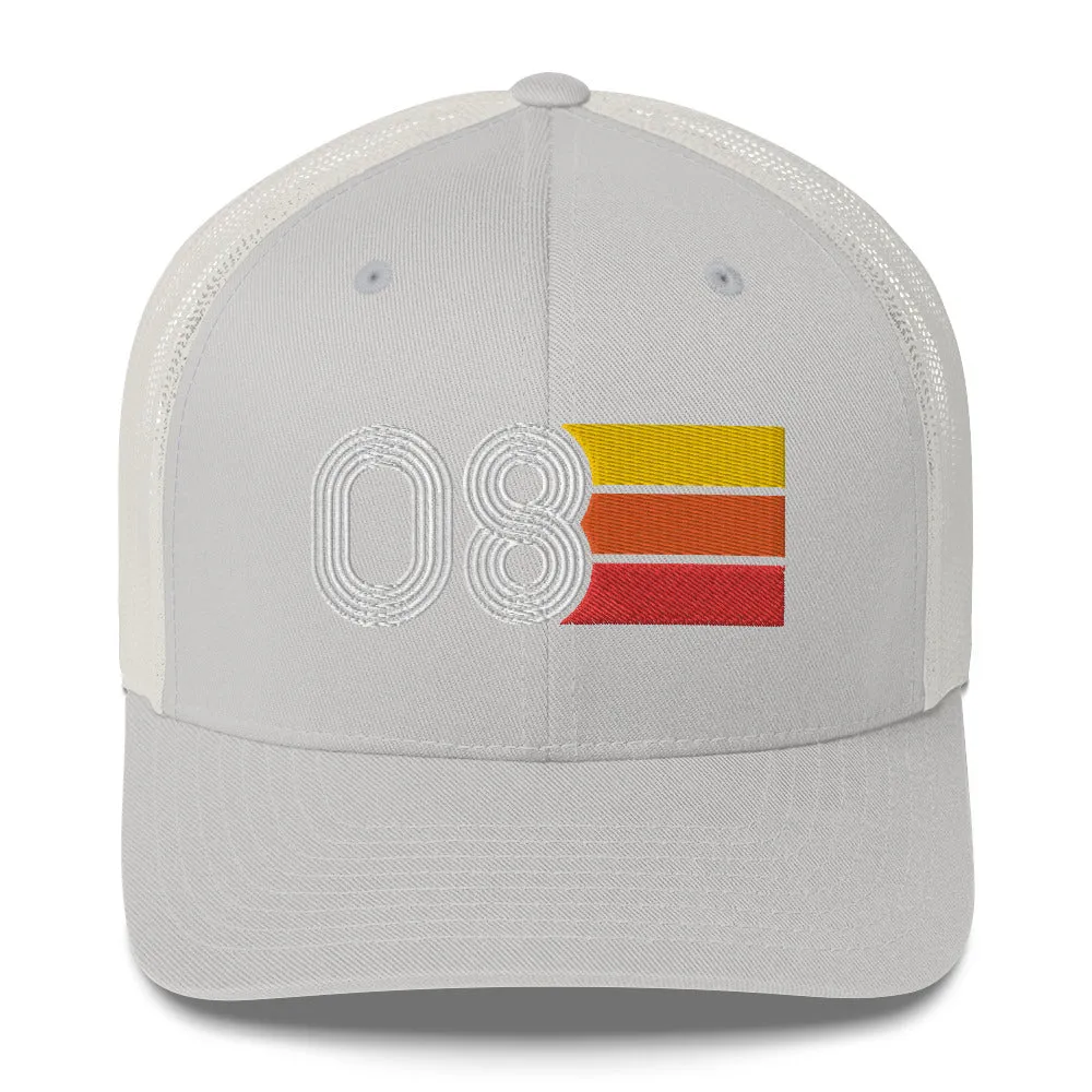 08 Number 2008 Birthday Retro Trucker Hat