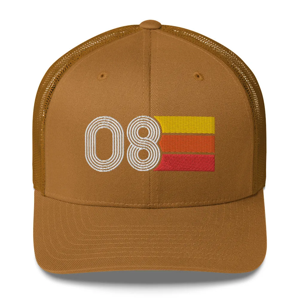 08 Number 2008 Birthday Retro Trucker Hat