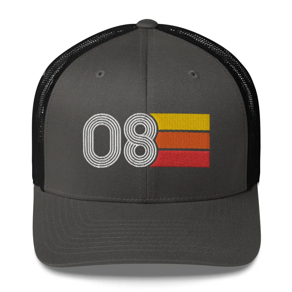 08 Number 2008 Birthday Retro Trucker Hat