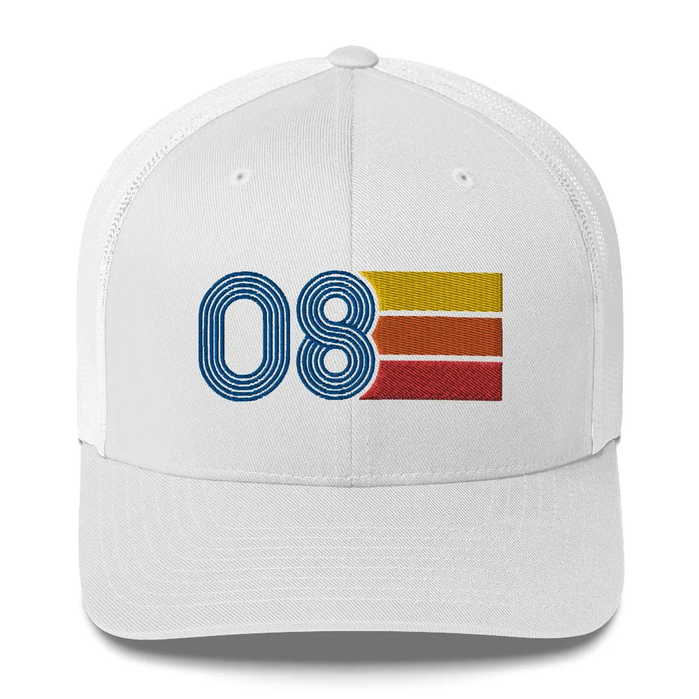 08 Number 2008 Birthday Retro Trucker Hat