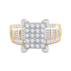 10kt Yellow Gold Womens Round Diamond Cindys Dream Cluster Bridal Wedding Engagement Ring 7/8 Cttw