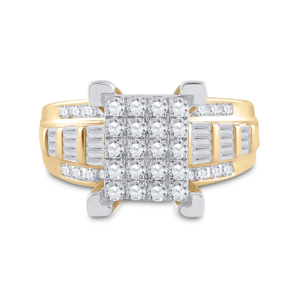 10kt Yellow Gold Womens Round Diamond Cindys Dream Cluster Bridal Wedding Engagement Ring 7/8 Cttw
