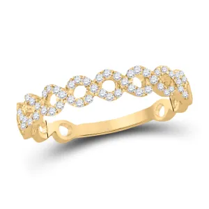 10kt Yellow Gold Womens Round Diamond Geometric Stackable Band Ring 1/5 Cttw