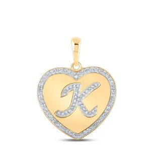 1/4CTW-DIA CN INITIAL "K" HEART PENDANT