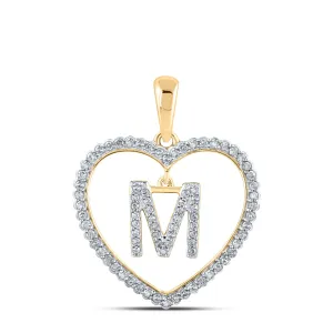 1/4CTW-DIA CN INITIAL "M" HEART PENDANT
