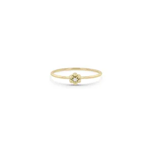 14k Beaded Diamond Flower Ring