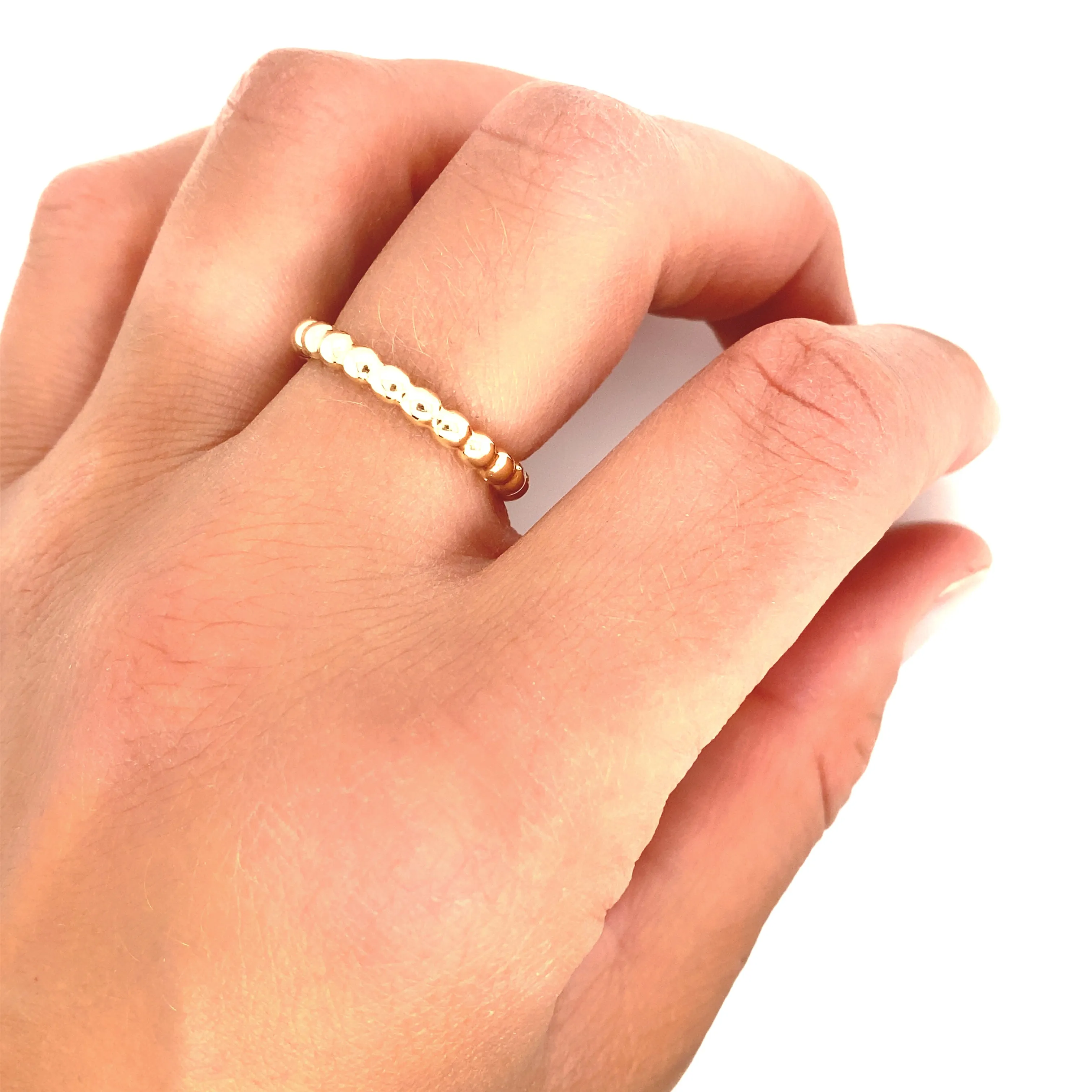 14K Gold Beaded Bubble Ring