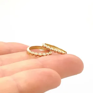 14K Gold Beaded Huggie Earrings