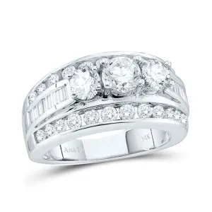 14k White Gold Womens Round Diamond 3-stone Bridal Wedding Engagement Ring 1.00 Cttw