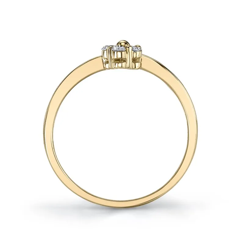 14K Yellow Gold 0.24ct. Diamond Cluster Floral Bypass Fashion Ring