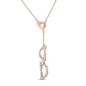 14kt Rose Gold Womens Round Diamond Geometric Fashion Necklace 1/6 Cttw