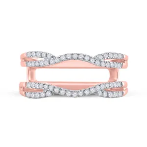 14kt Rose Gold Womens Round Diamond Wrap Ring Guard Enhancer 1/3 Cttw