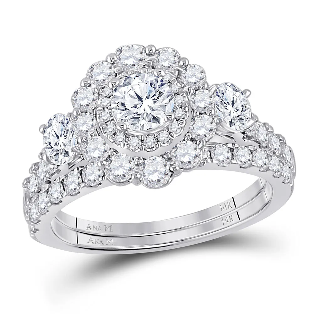 14kt Two-tone Gold Womens Round Diamond Bridal Wedding Engagement Ring Band Set 2.00 Cttw (Certified)