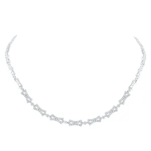 14kt White Gold Womens Round Diamond Cocktail Necklace 1-1/2 Cttw