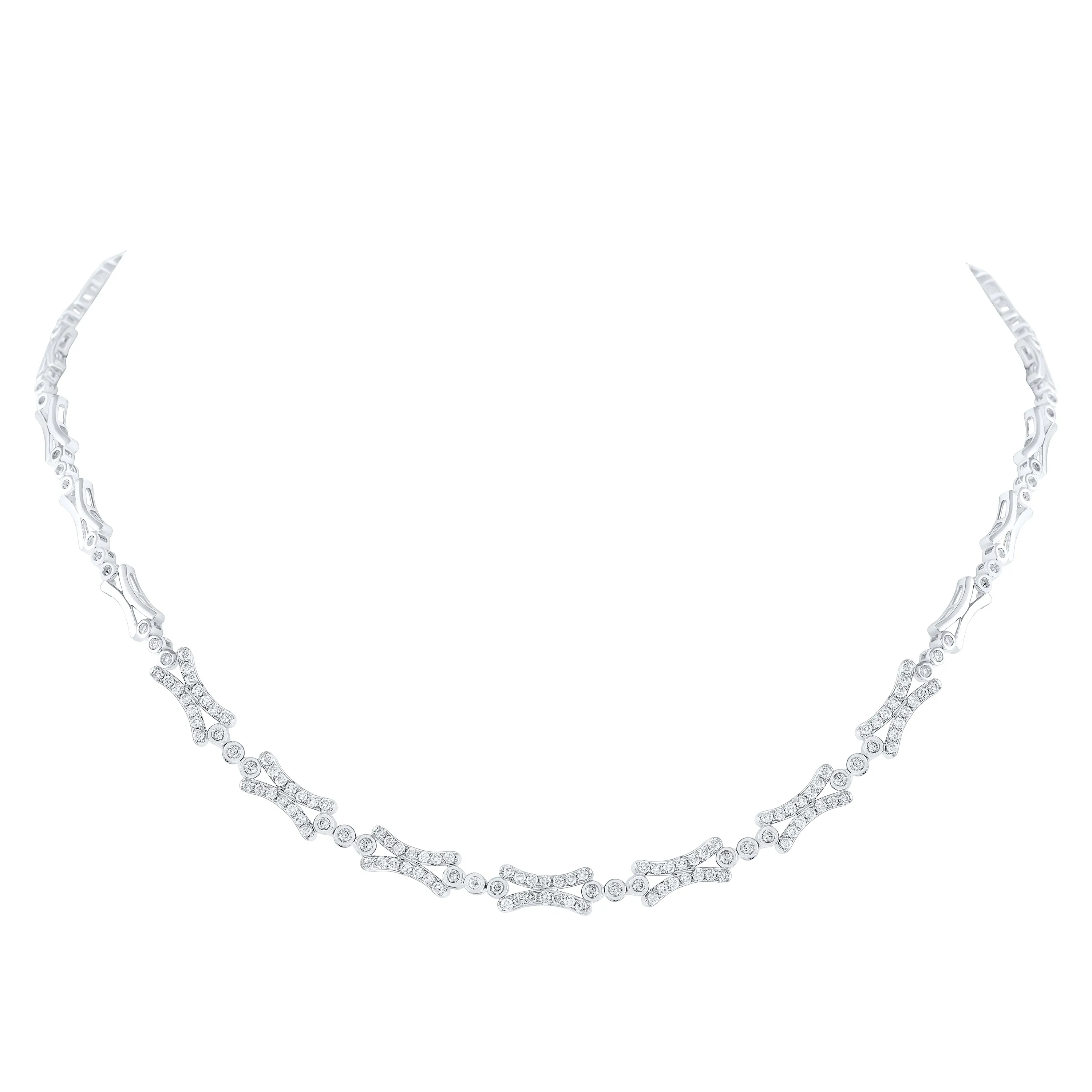 14kt White Gold Womens Round Diamond Cocktail Necklace 1-1/2 Cttw