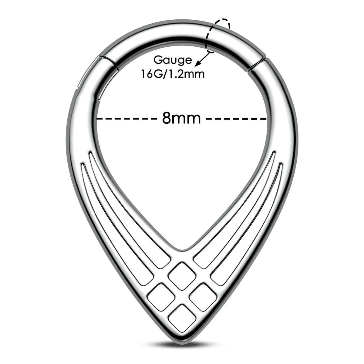 16G Symmetric Geometry Hinged Segment Septum Ring