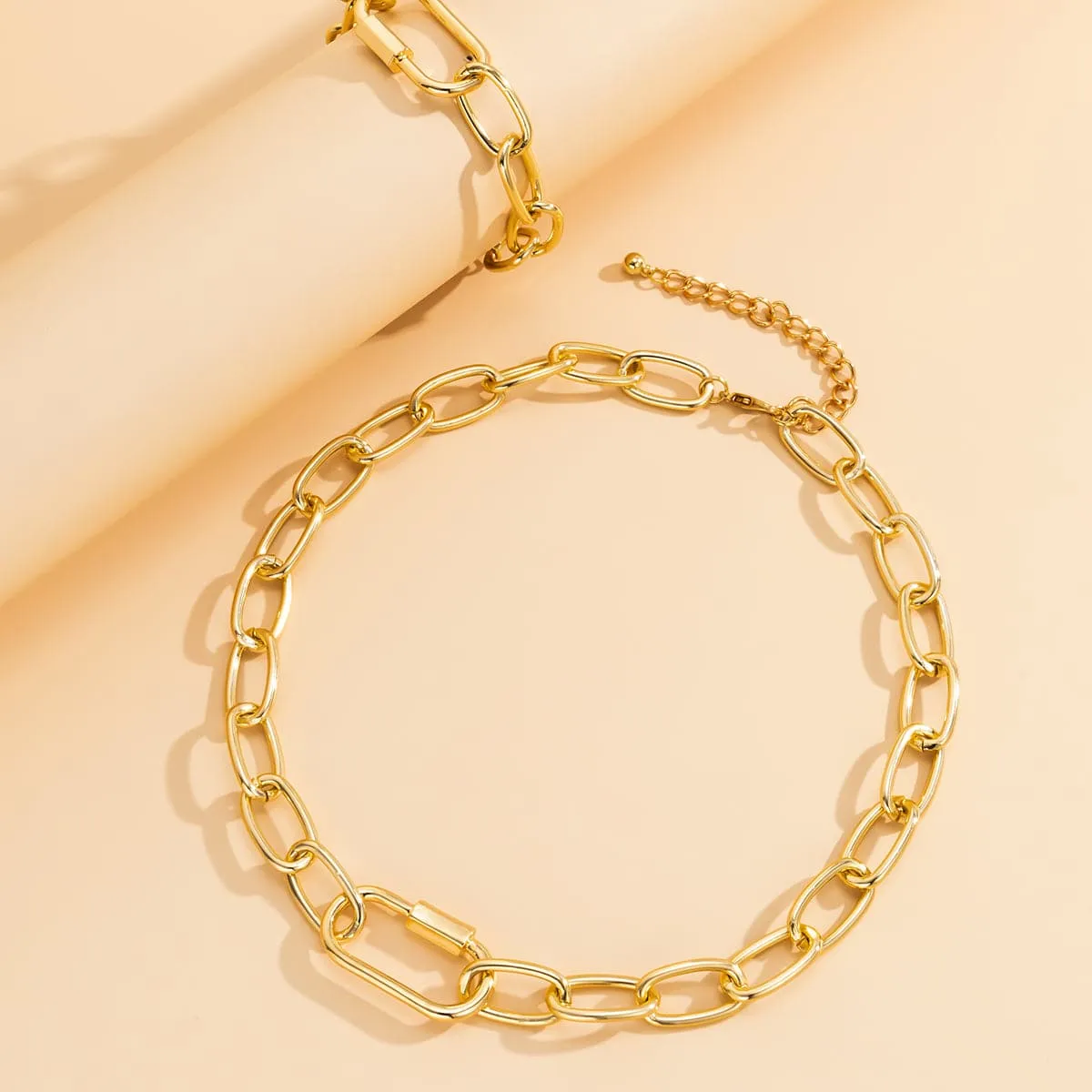 18K Gold-Plated Chunky Cable Chain & Bracelet