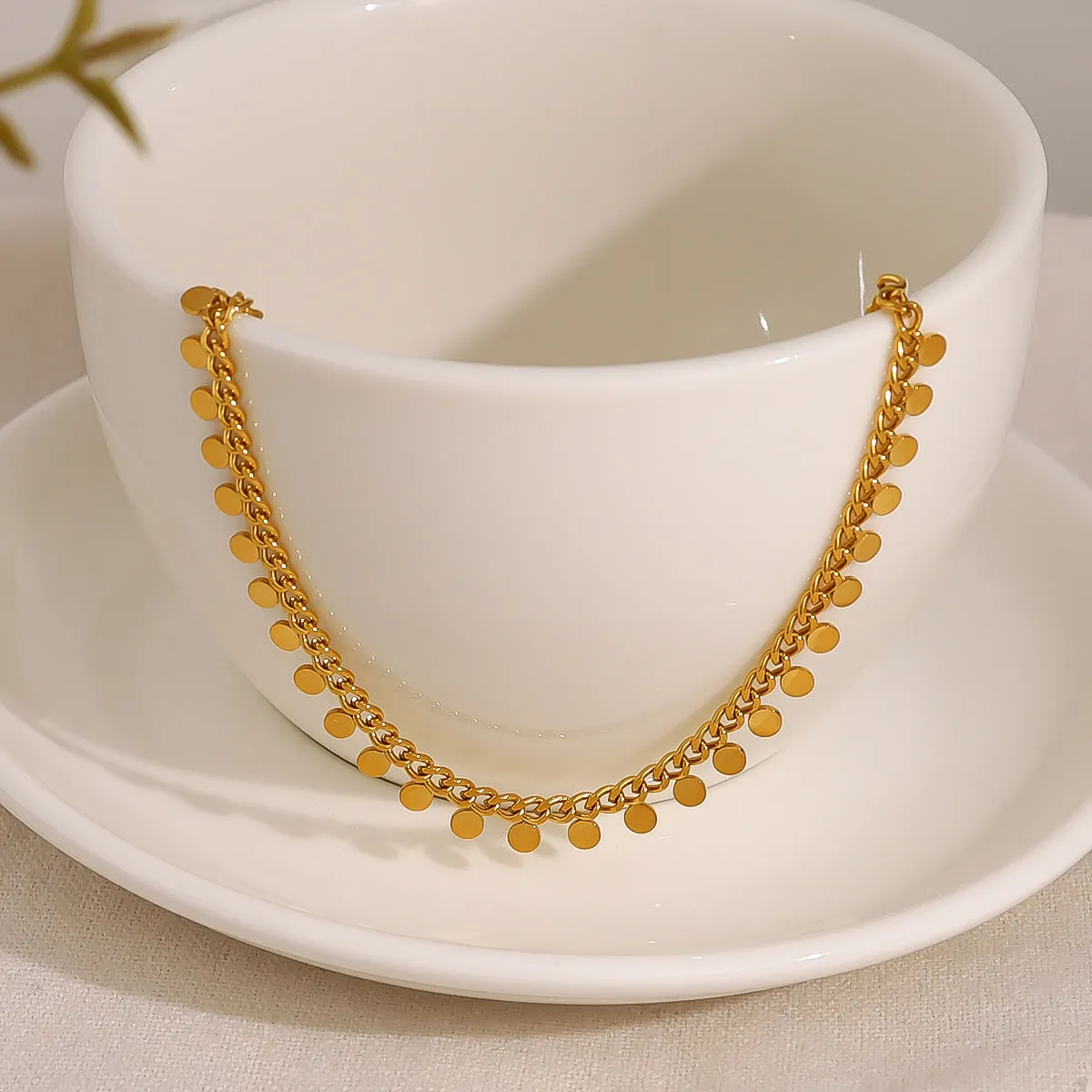 18K Gold-Plated Disc Necklace