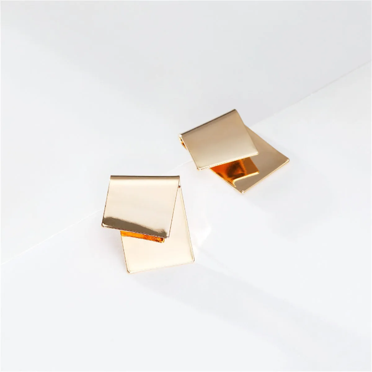 18K Gold-Plated Folded Geometric Stud Earrings