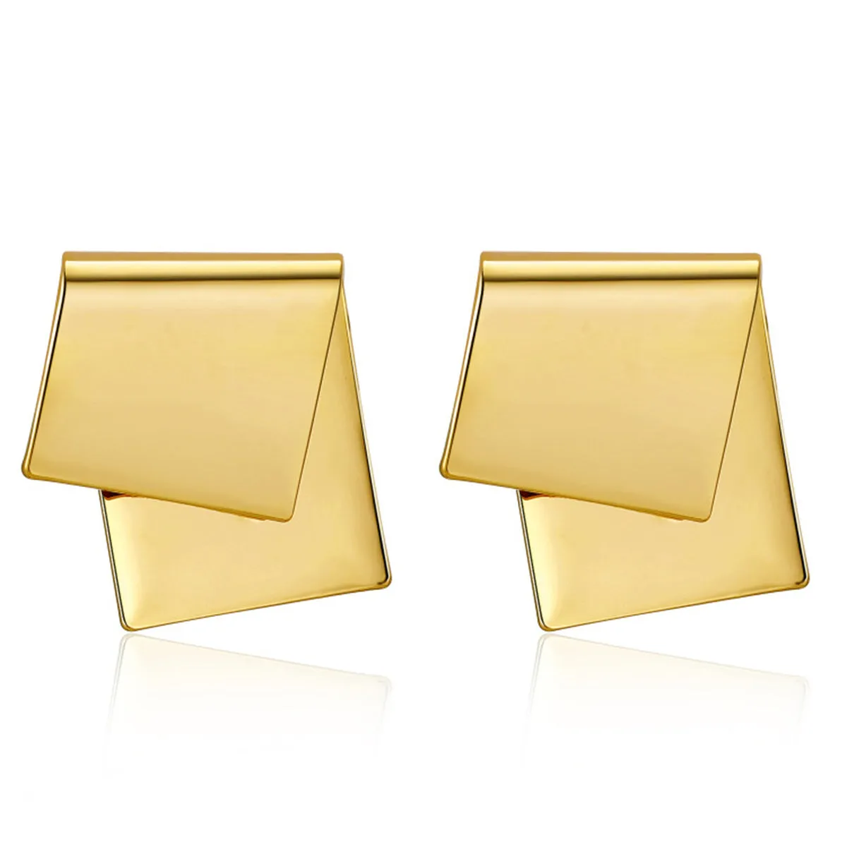 18K Gold-Plated Folded Geometric Stud Earrings