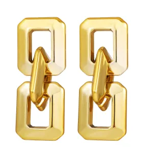 18K Gold-Plated Geometric Chain Link Drop Earrings