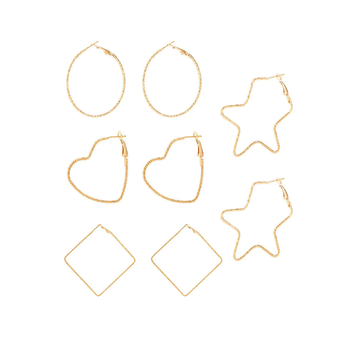18K Gold-Plated Geometric Hoop Earrings - Set Of Four Pairs
