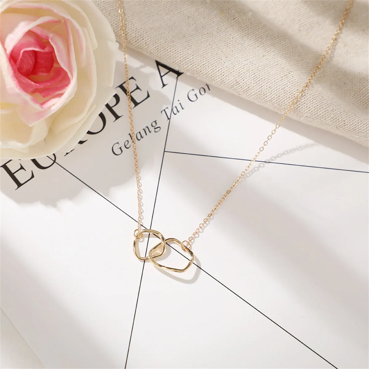 18K Gold-Plated Geometric Pendant Necklace