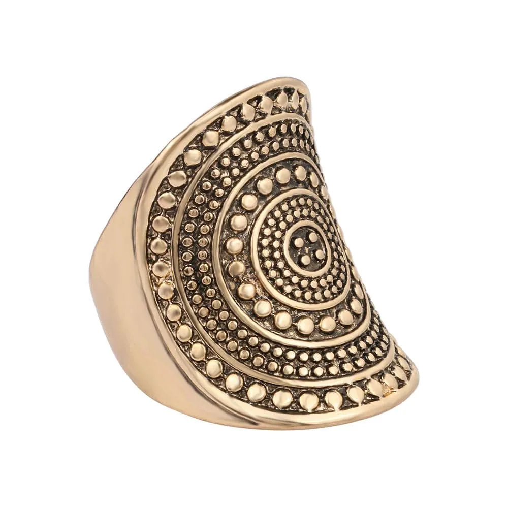 18K Gold-Plated Geometric Shield Band