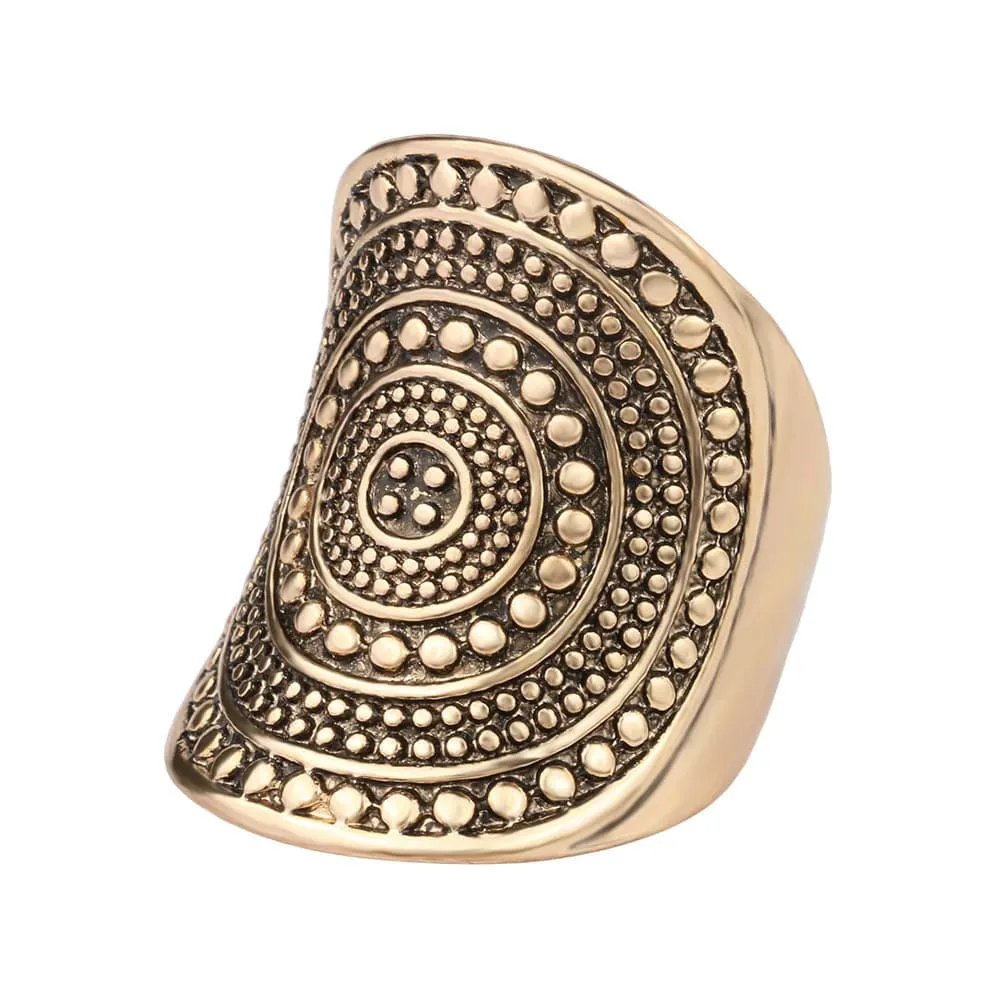 18K Gold-Plated Geometric Shield Band
